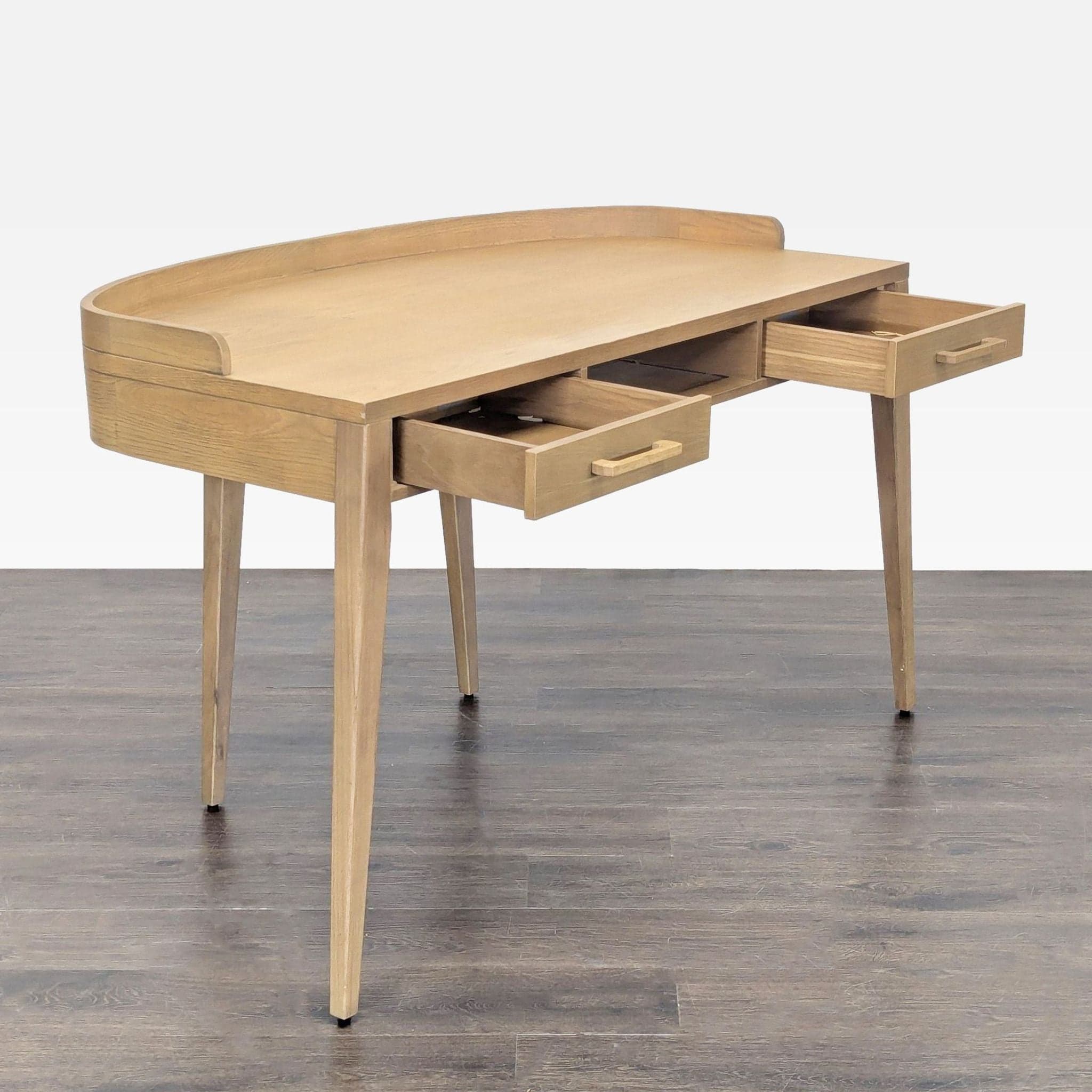 Four Hands Armstrong Modern Light Wood Desk with Two Drawers and Raised Back Edge - Thumbnail 3
