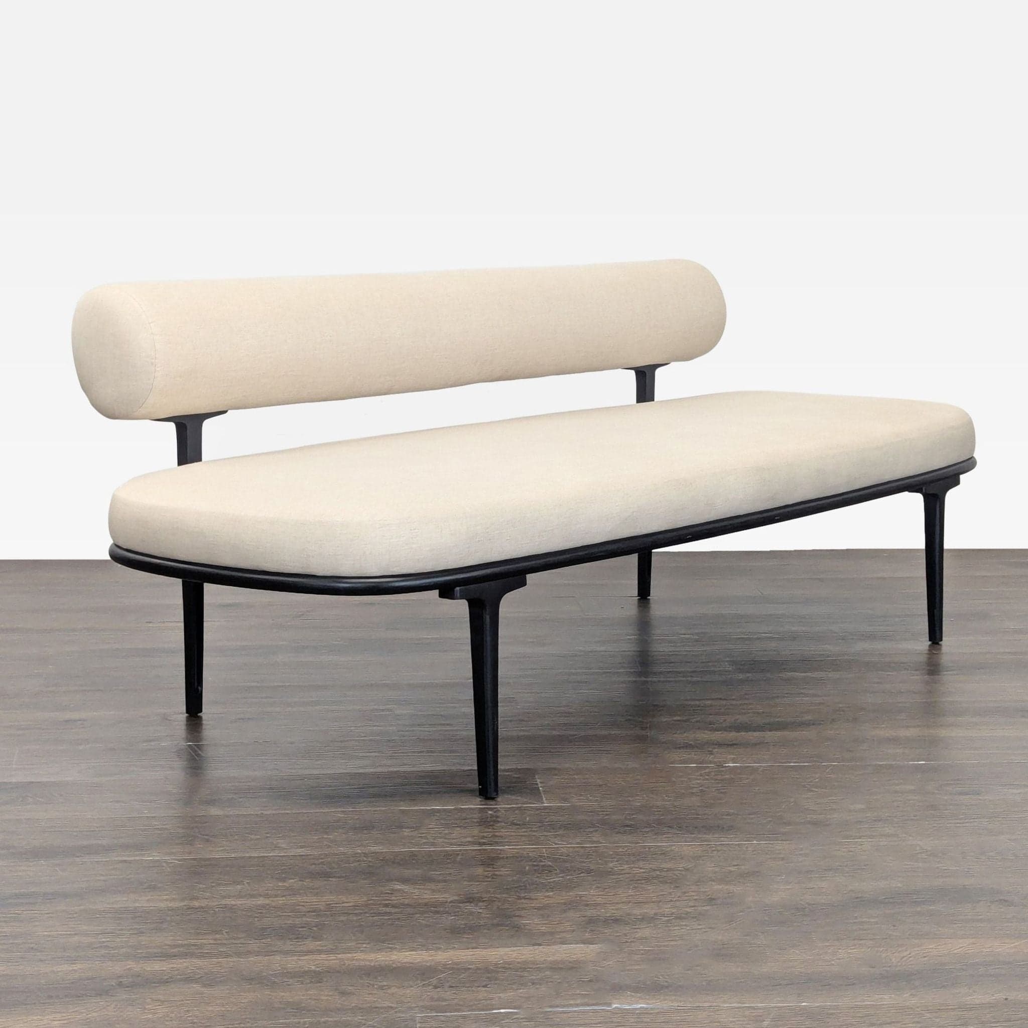 CB2 Vita Modern Cream Upholstered Sofa with Black Metal Legs - Thumbnail 2