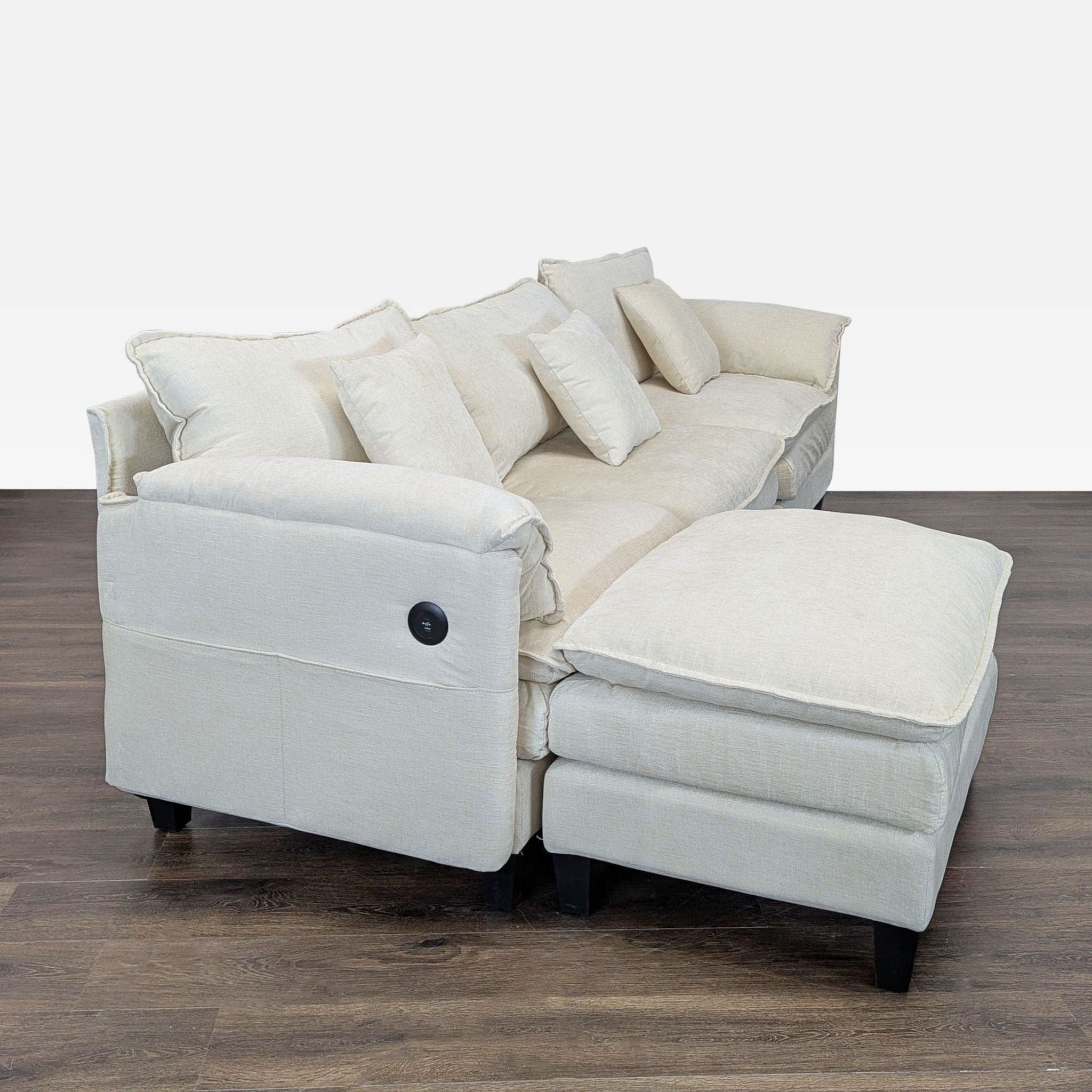 Modern Beige 3-Seat Sectional Sofa with Chaise and Cushions - Thumbnail 2