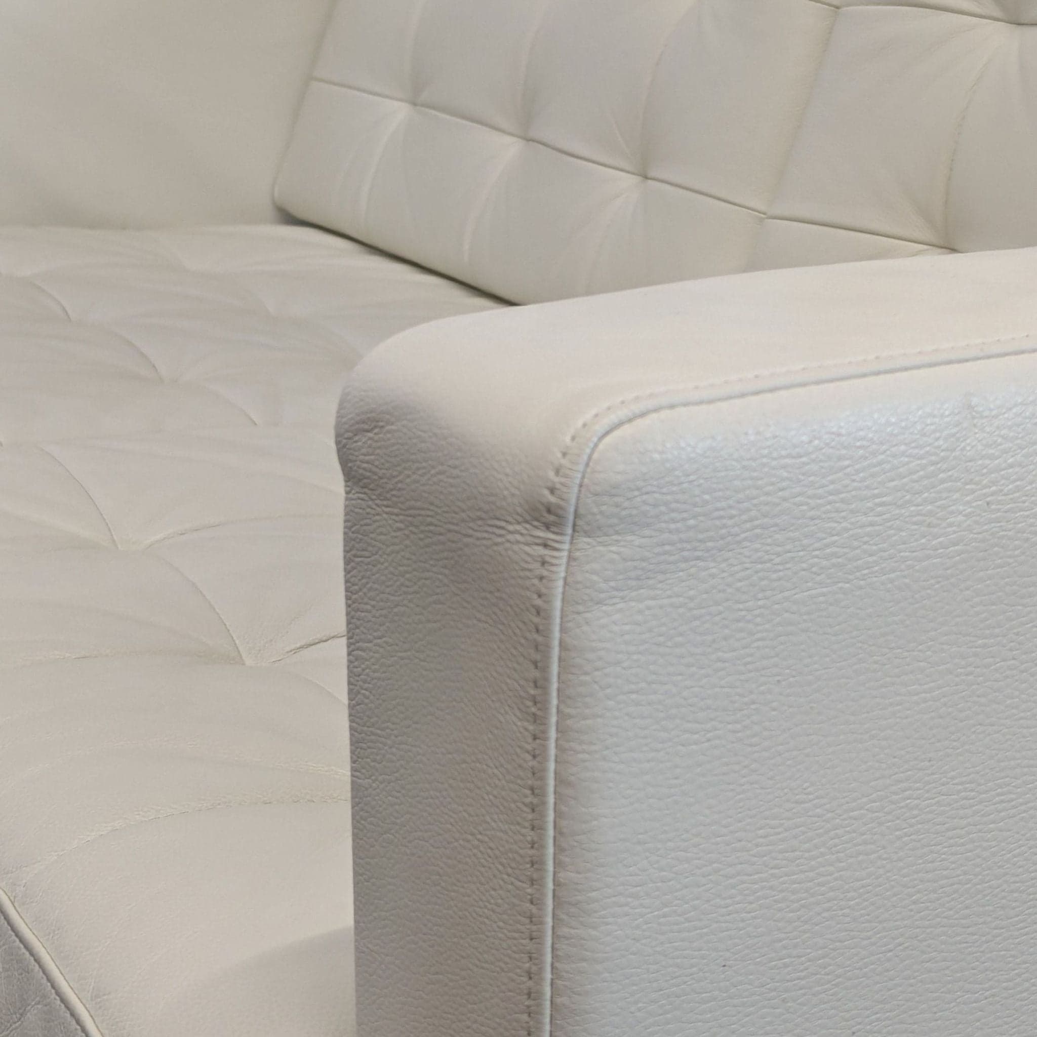 Ikea Morabo Modern White Leather Loveseat with Stainless Steel Legs - Thumbnail 7