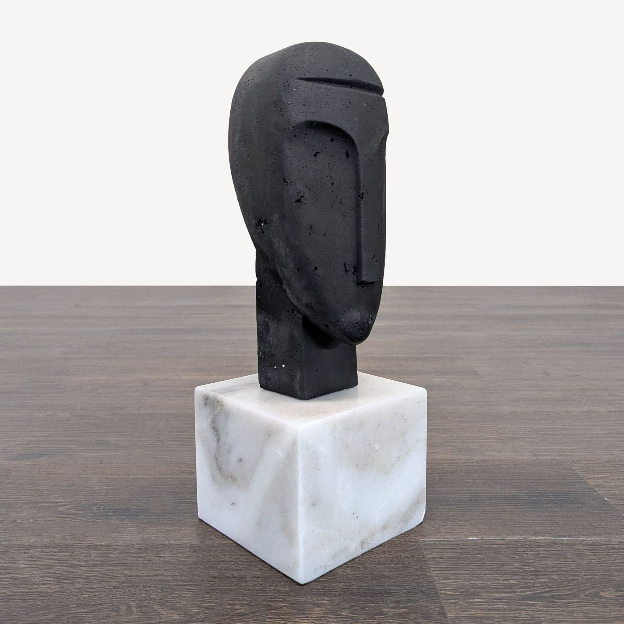 Arteriors Home Modern Abstract Face Sculpture on Marble Base - Thumbnail 7