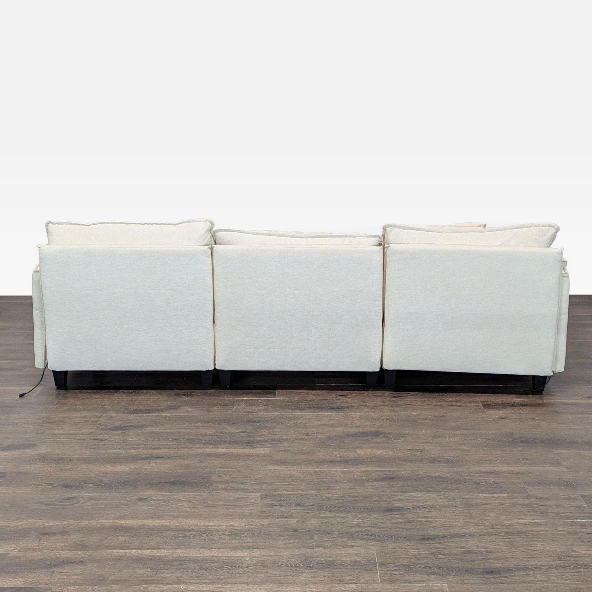 Modern Beige 3-Seat Sectional Sofa with Chaise and Cushions - Thumbnail 4