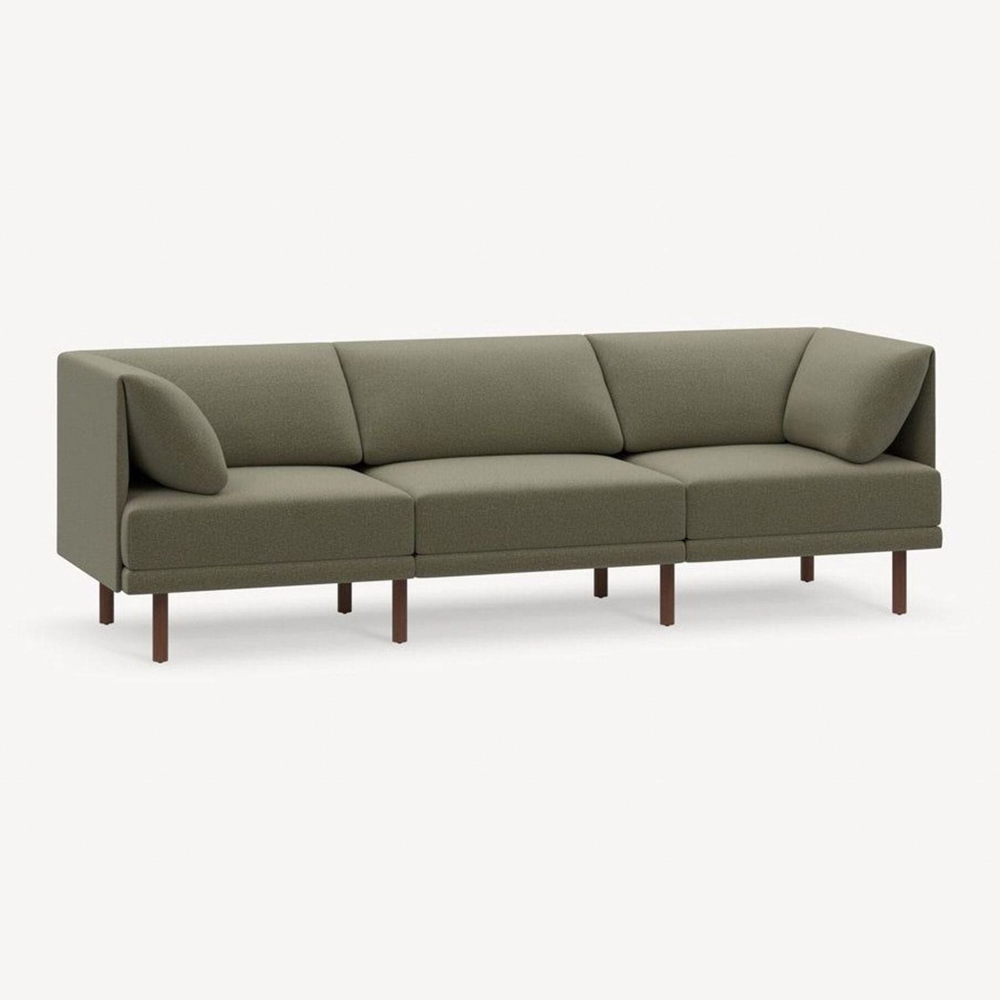 Burrow Range 3-Seat Sofa in Olive Green with Walnut Legs - Thumbnail 2