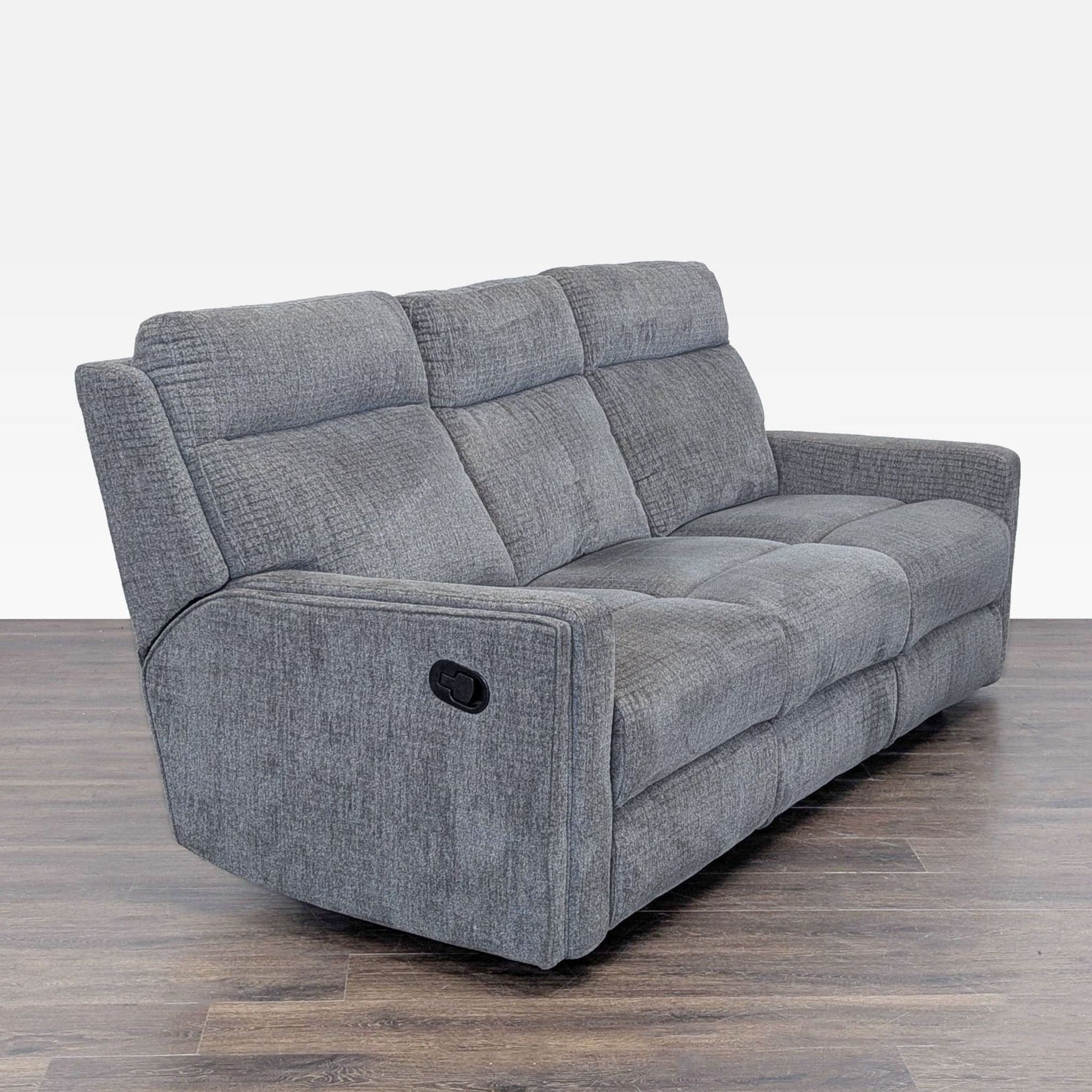 Living Spaces 3-Seat Reclining Sofa in Gray Fabric - Thumbnail 9
