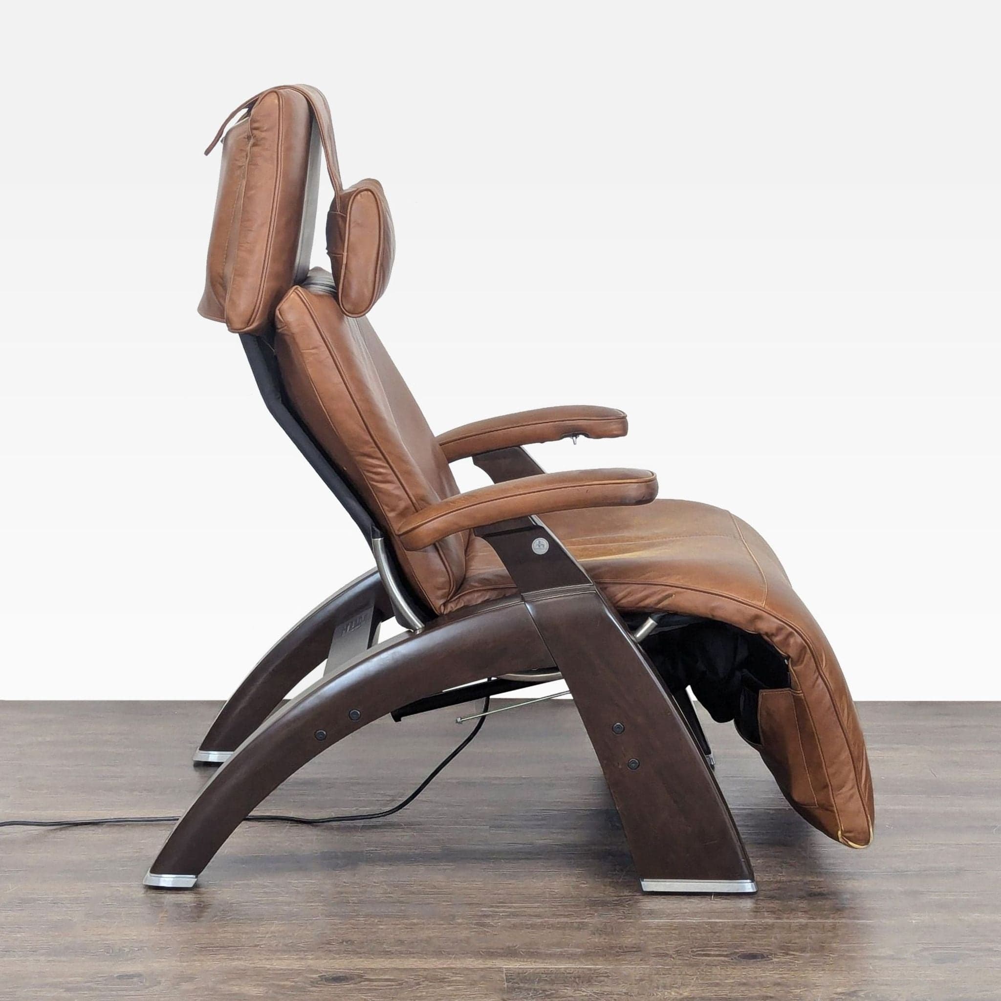 Human Touch PC-510 Brown Leather Electric Zero Gravity Recliner Lounge Chair - Thumbnail 4