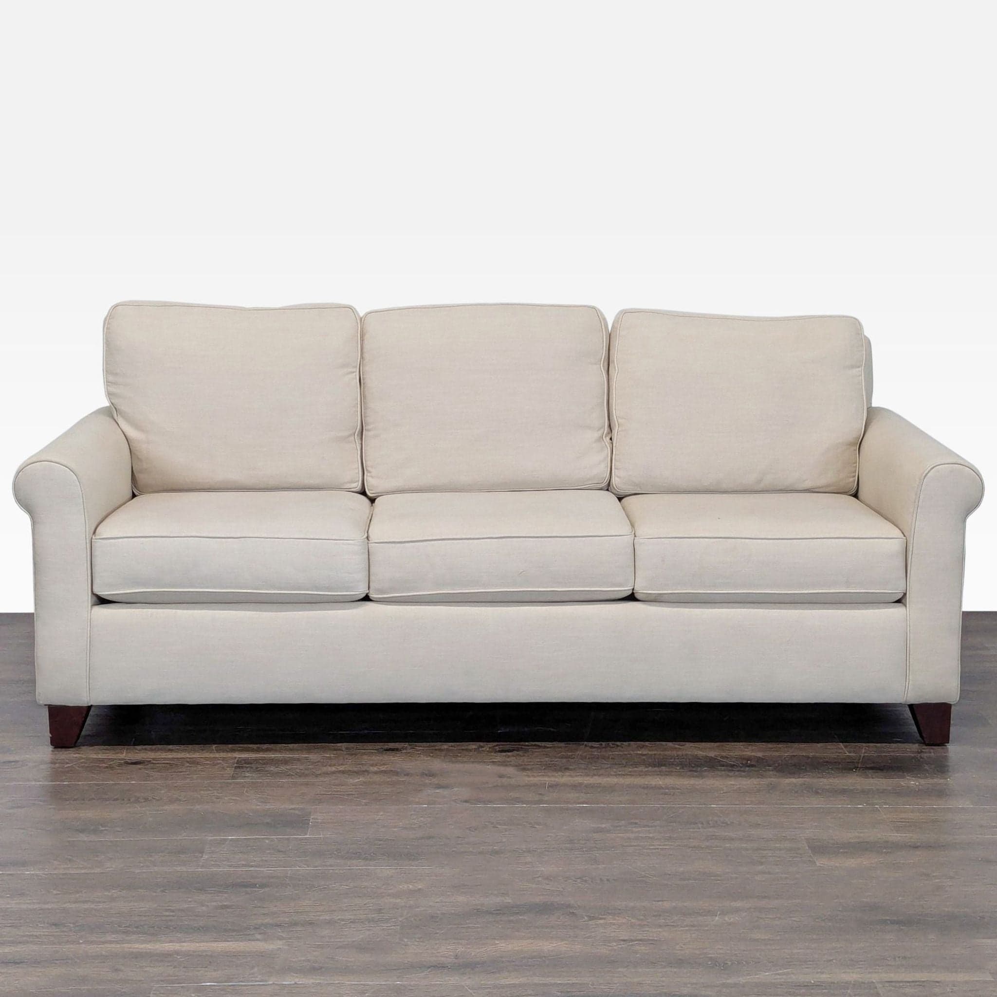 Pottery Barn Buchanan 3-Seat Beige Sofa with Rolled Arms - Image 1