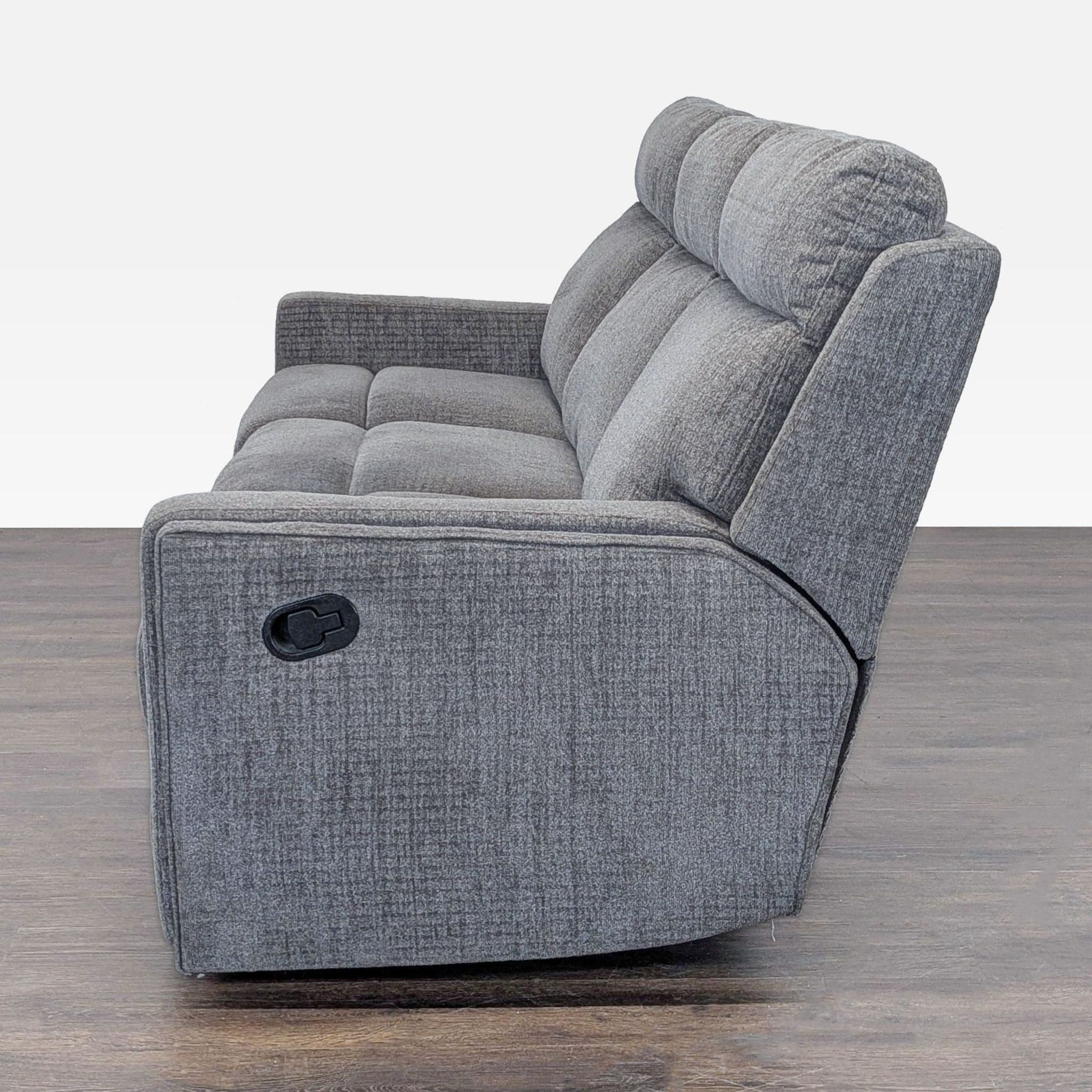 Living Spaces 3-Seat Reclining Sofa in Gray Fabric - Thumbnail 5