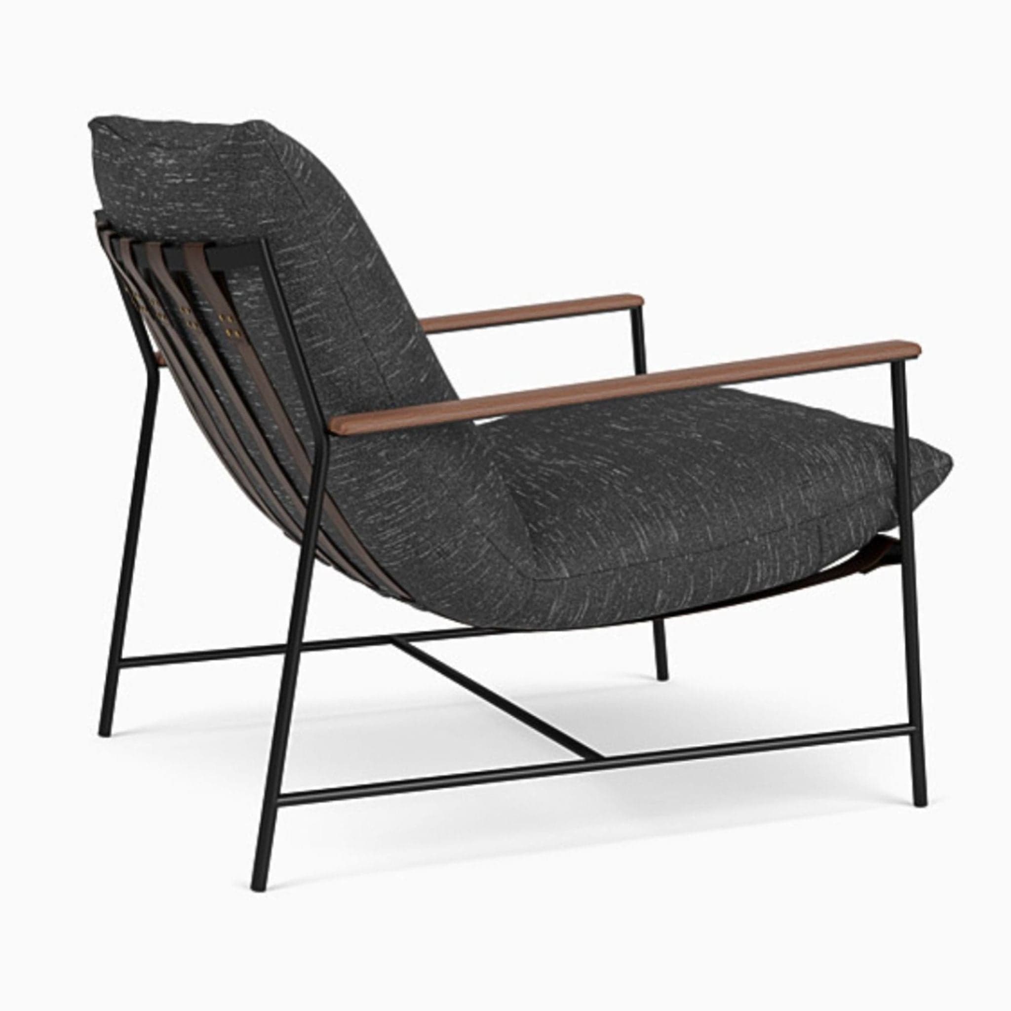 Denver Modern Vita Lounge Chair with Black Cushion and Wood Accents - Thumbnail 3