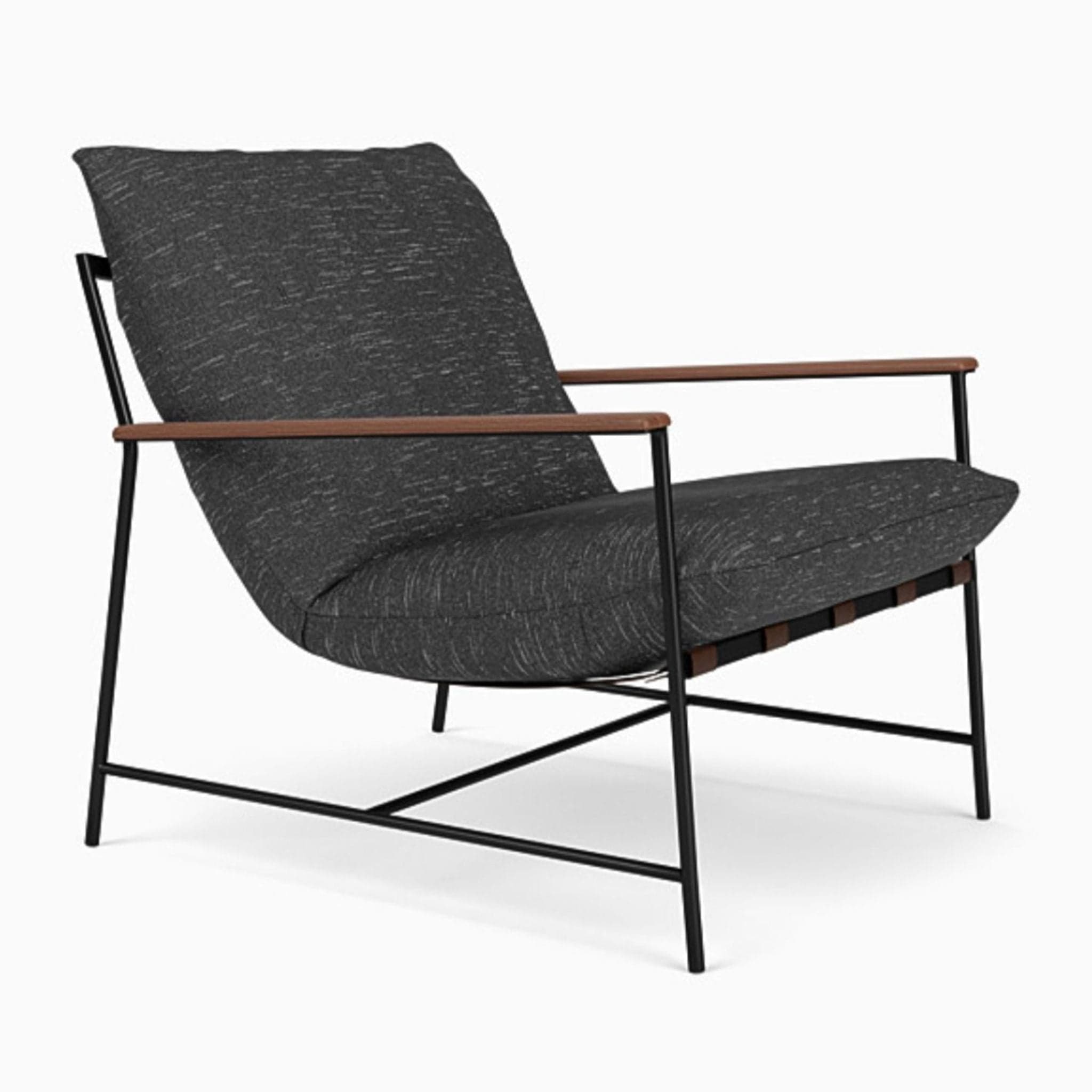 Denver Modern Vita Lounge Chair with Black Cushion and Wood Accents - Thumbnail 2