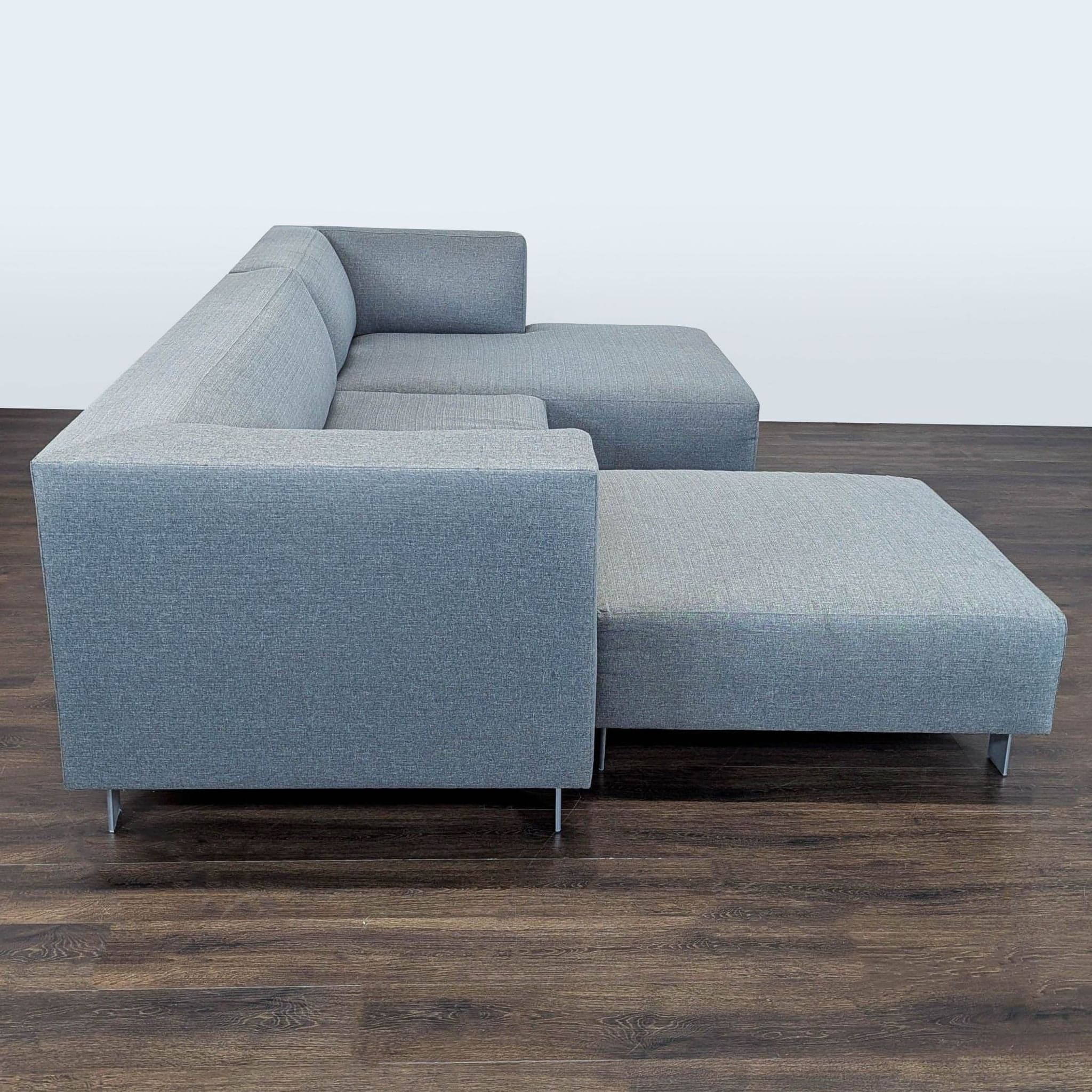 Room and Board Chelsea Modern Gray Sectional Sofa with Ottoman - Thumbnail 3