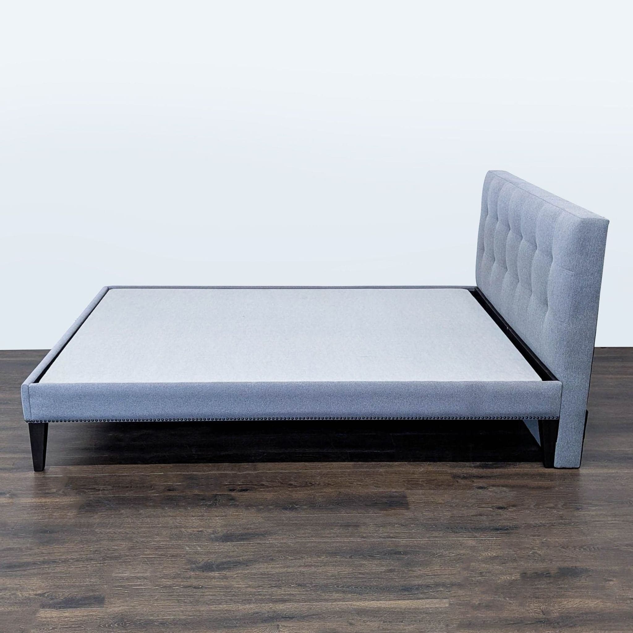 West Elm Modern Upholstered Bed Frame with Tufted Headboard - Queen Size - Thumbnail 5