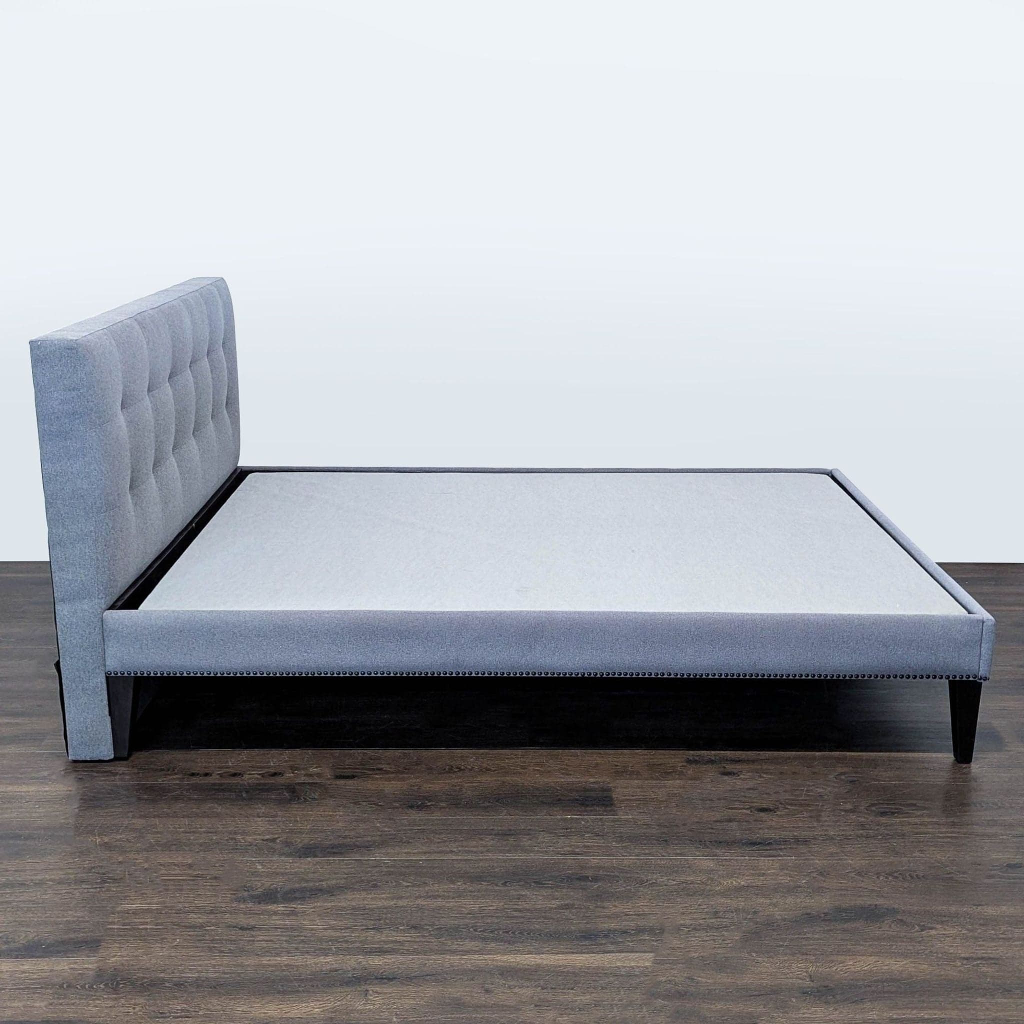 West Elm Modern Upholstered Bed Frame with Tufted Headboard - Queen Size - Thumbnail 3