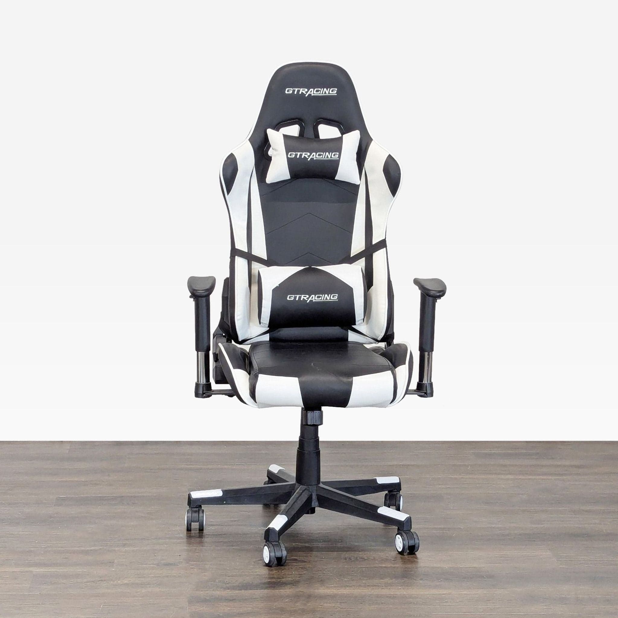 GTRacing GT099 Black and White Ergonomic Gaming Chair with Adjustable Armrests - Image 1