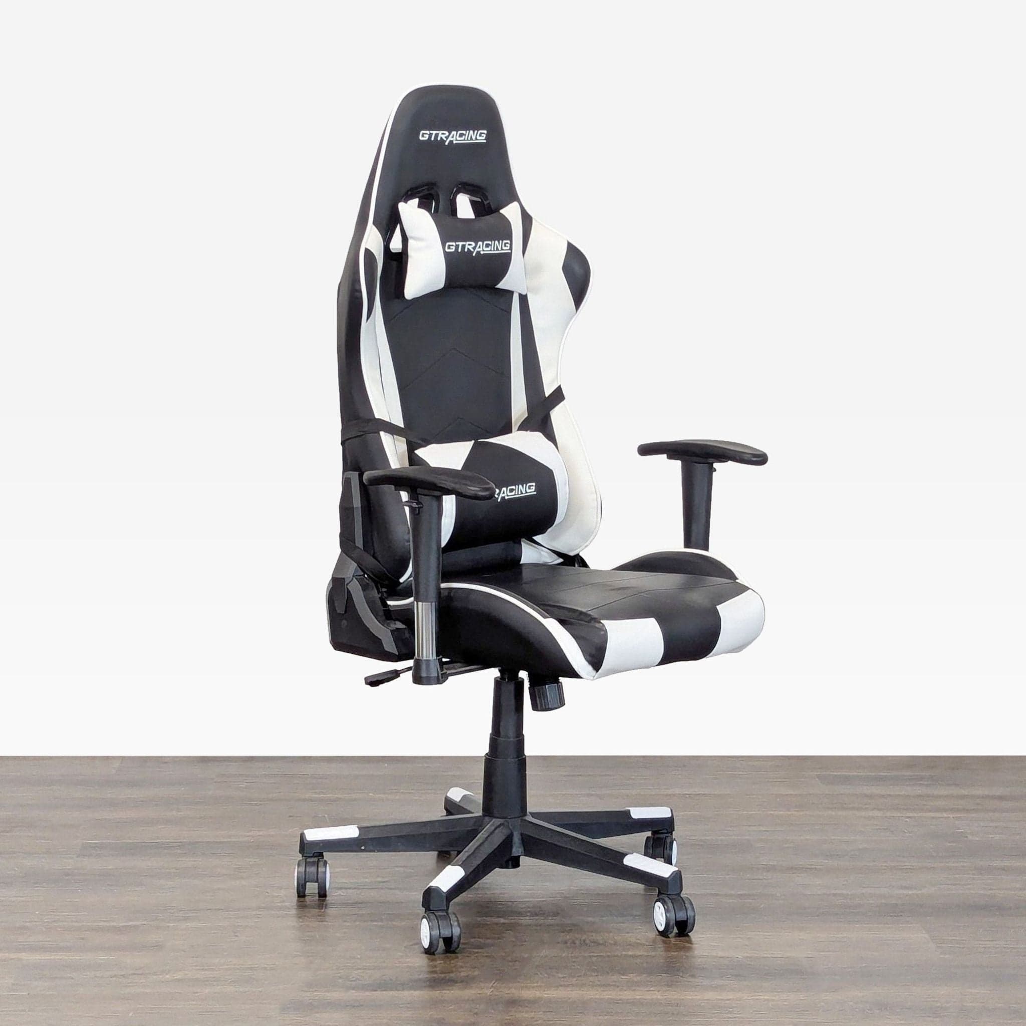 GTRacing GT099 Black and White Ergonomic Gaming Chair with Adjustable Armrests - Thumbnail 2