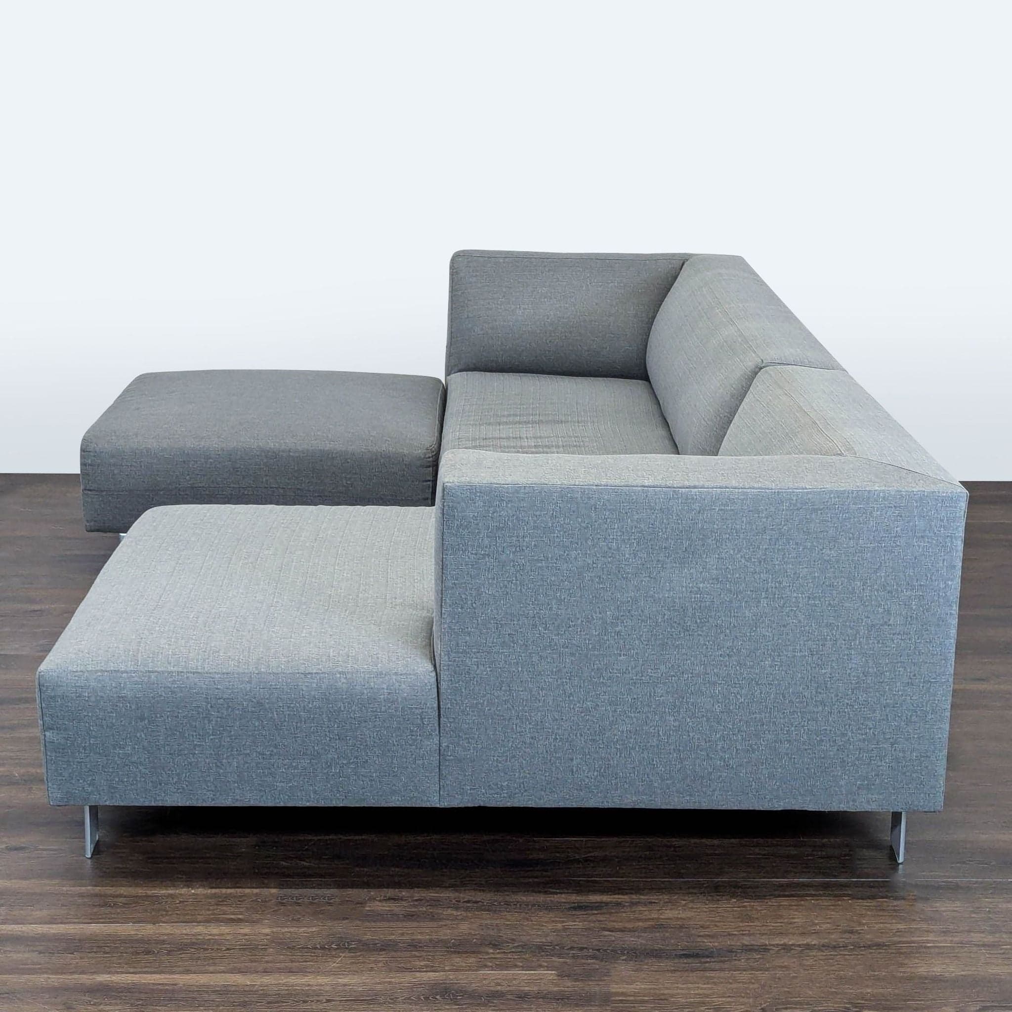 Room and Board Chelsea Modern Gray Sectional Sofa with Ottoman - Thumbnail 5