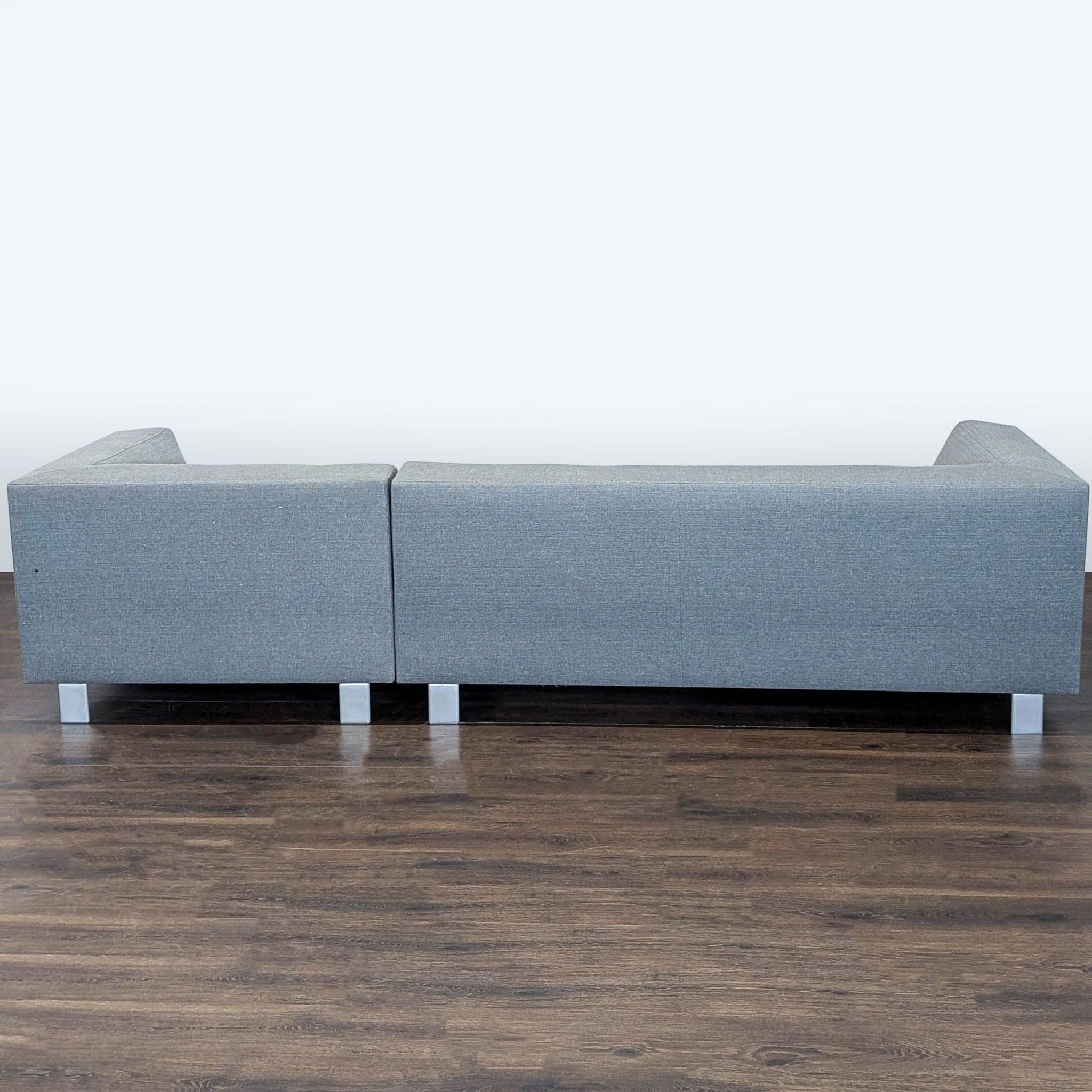 Room and Board Chelsea Modern Gray Sectional Sofa with Ottoman - Thumbnail 4