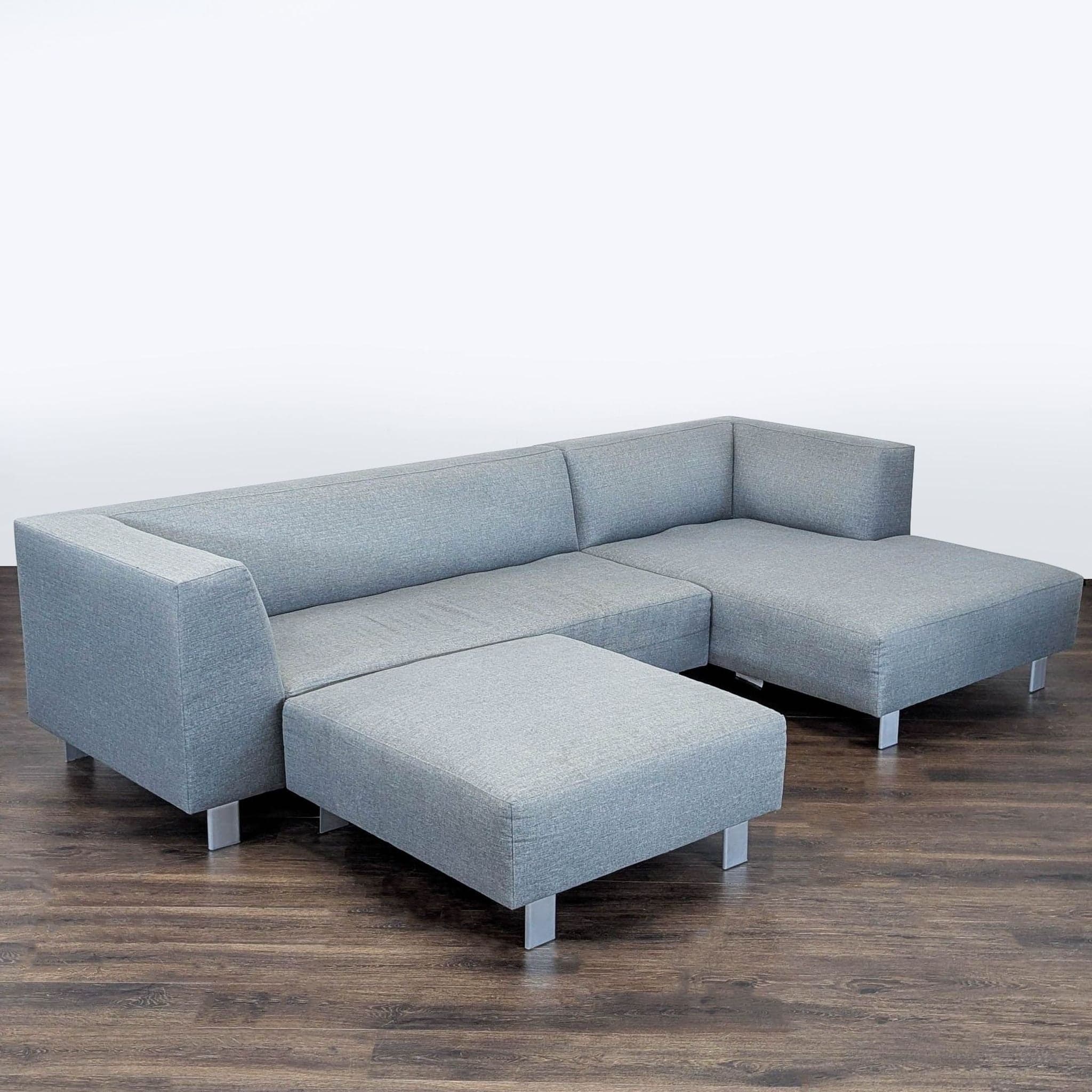 Room and Board Chelsea Modern Gray Sectional Sofa with Ottoman - Thumbnail 2