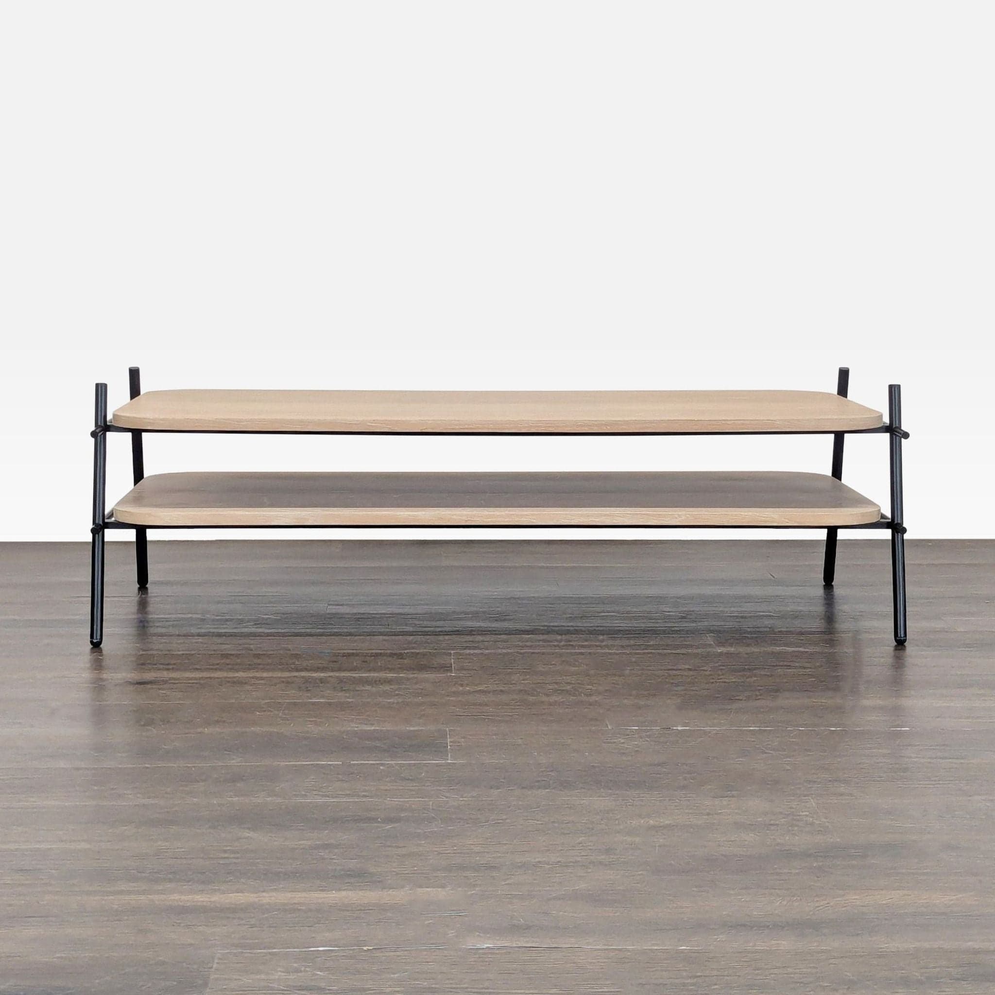 Two Tier Coffee Table on Metal Rod Frame - Image 1