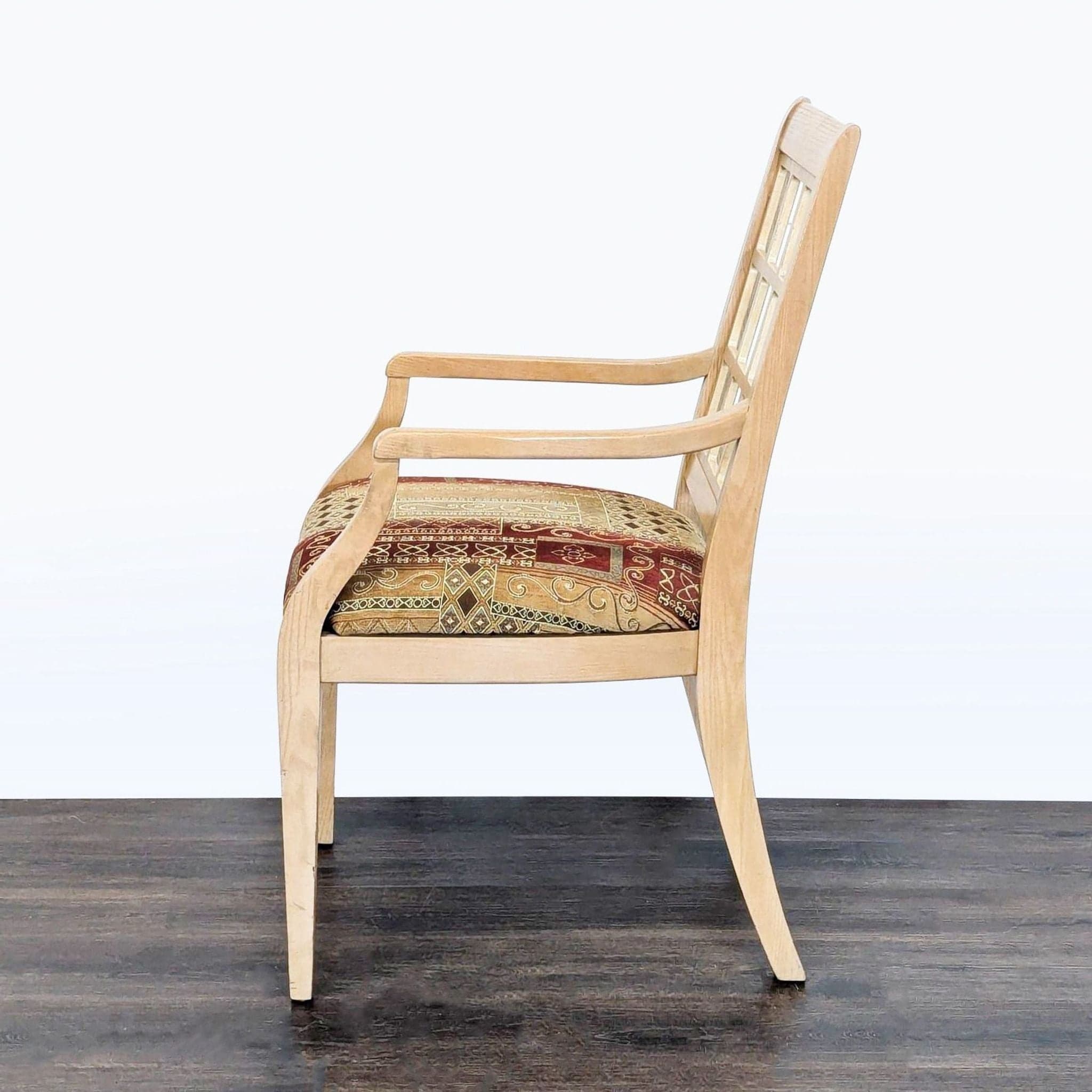 Wood Upholstered Arm Chair - Thumbnail 4