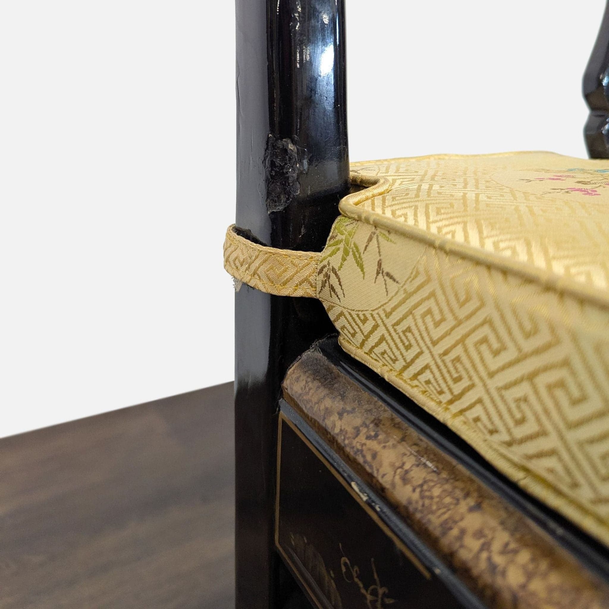 Custom Chinoiserie Black Lacquer Dining Chair - Thumbnail 7