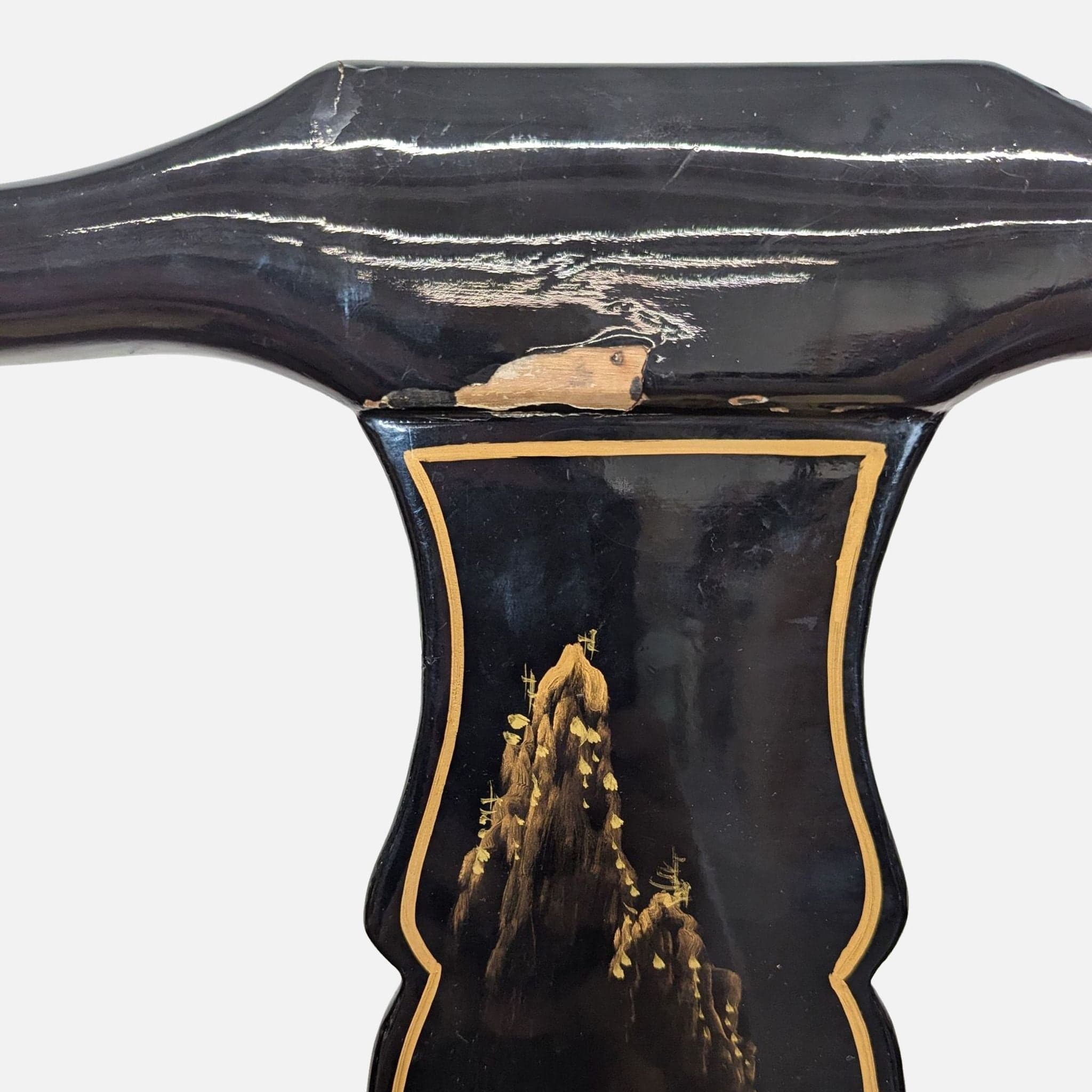 Custom Chinoiserie Black Lacquer Dining Chair - Thumbnail 5