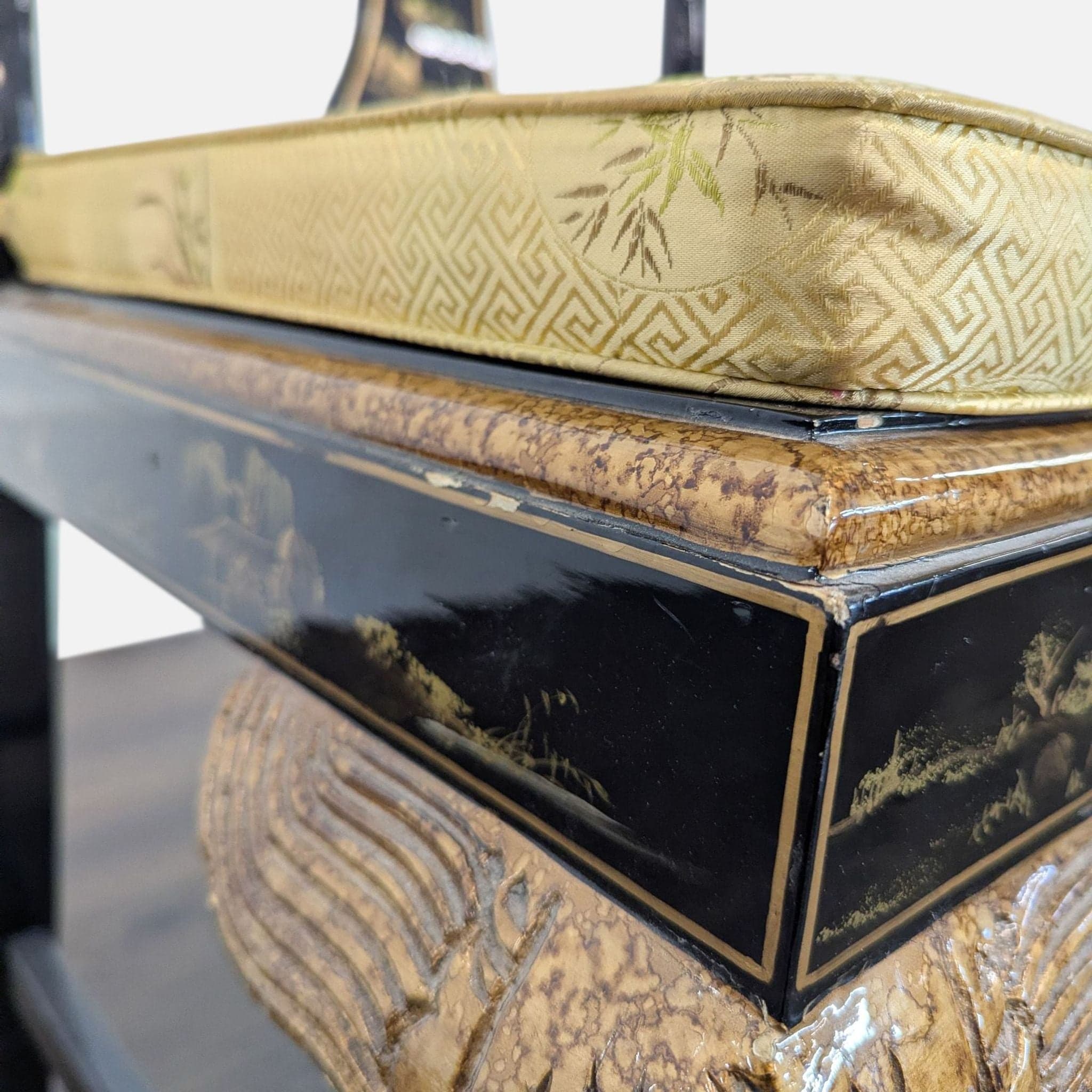 Custom Chinoiserie Black Lacquer Dining Chair - Thumbnail 6