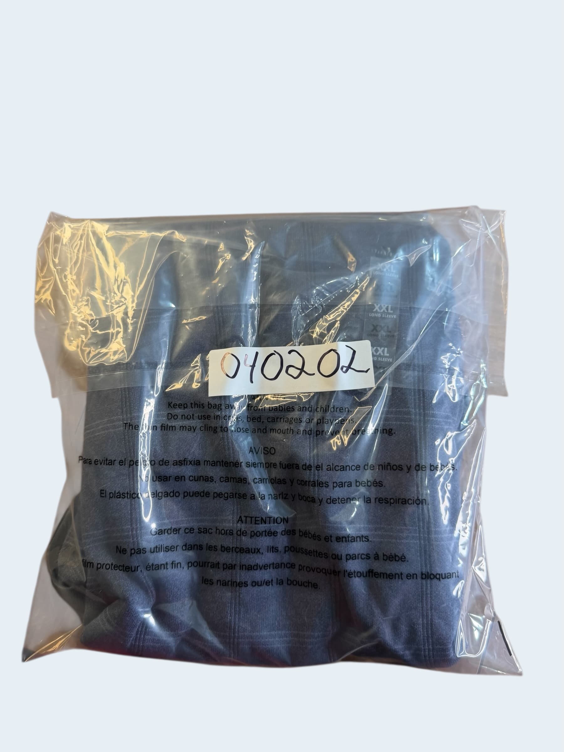 Van Heusen Men's XXL Long Sleeve Plaid Polo Shirt Gray 75% Cotton NWT Shirt - Thumbnail 5