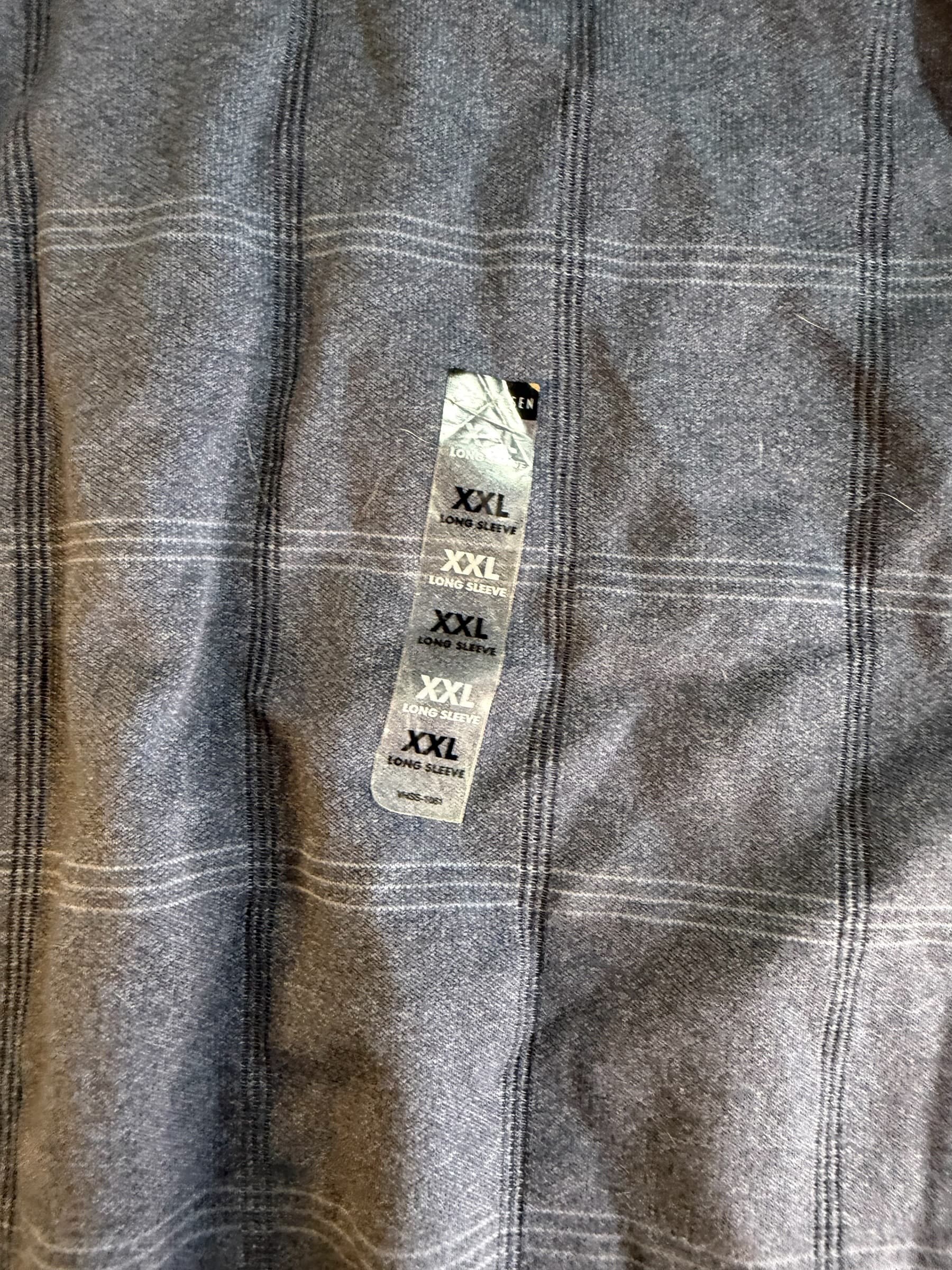 Van Heusen Men's XXL Long Sleeve Plaid Polo Shirt Gray 75% Cotton NWT Shirt - Thumbnail 3