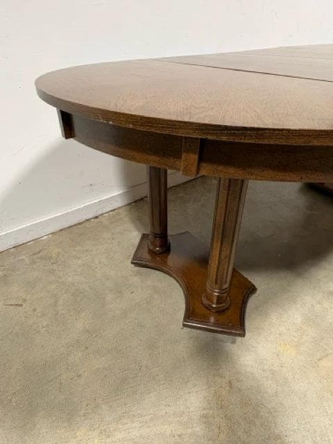 Round 4-Pedestal Wood Dining Table with 6 Chairs & 2-18" Leaves - Thumbnail 7