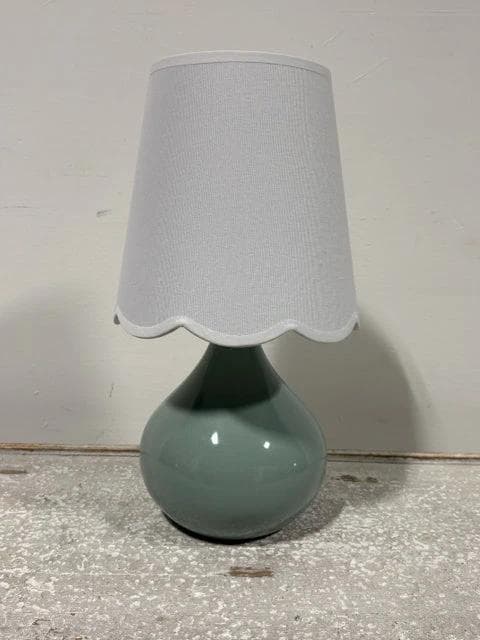 Aqua Base Table Lamp with White Scallop Shade - Image 1