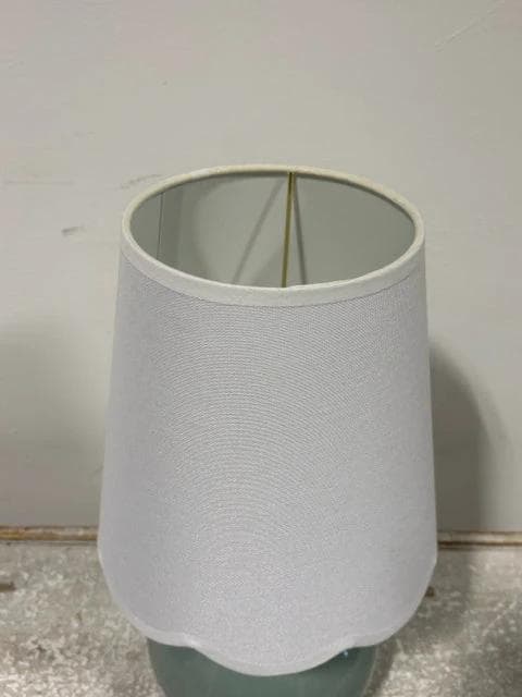 Aqua Base Table Lamp with White Scallop Shade - Thumbnail 2