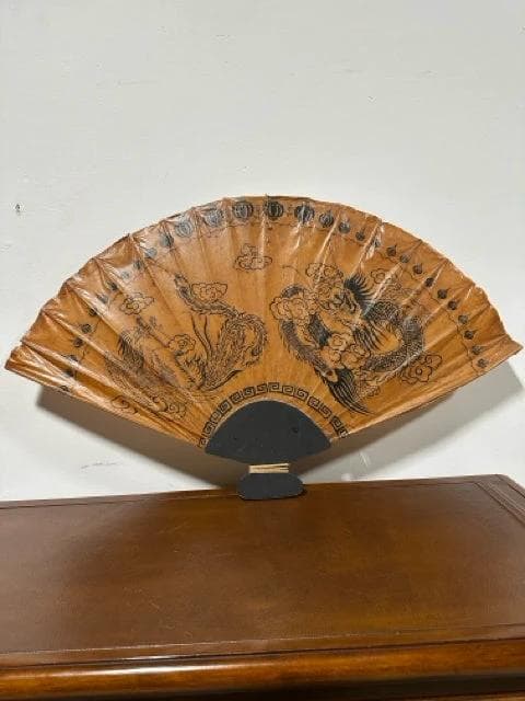 Decorative Asian Paper Wall Fan - Thumbnail 3
