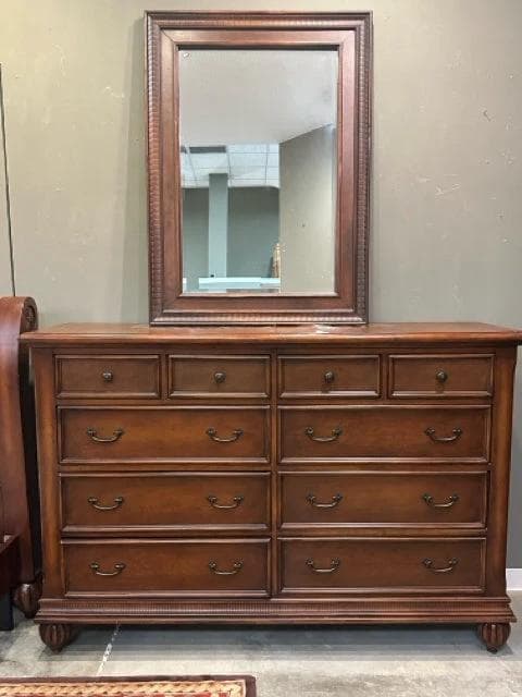 Ashley 10-Drawer Wood Dresser with Mirror - Image 1