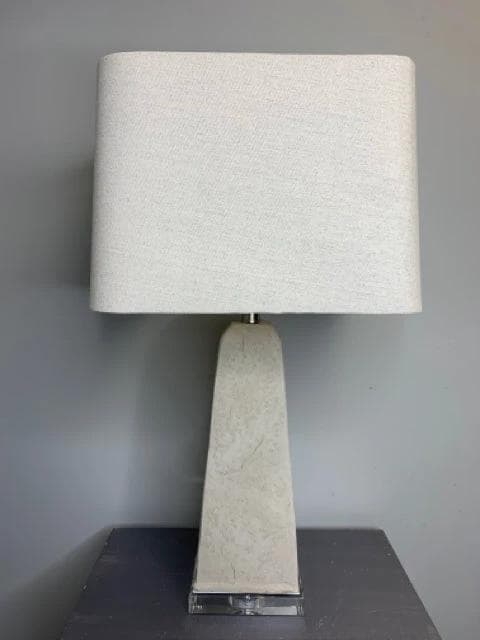 *NEW* Cream Stone Base Table Lamp with Cream Shade - Image 1