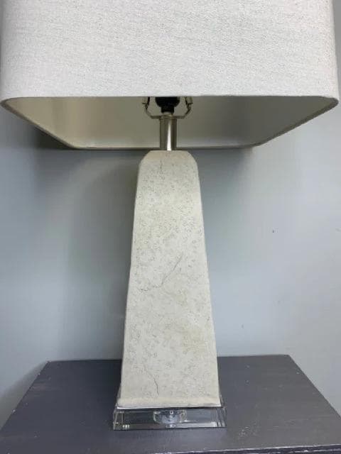 *NEW* Cream Stone Base Table Lamp with Cream Shade - Thumbnail 2
