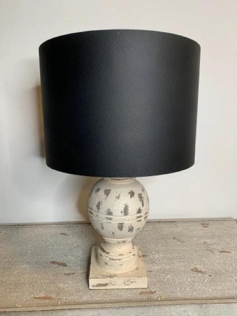 *NEW* White Distressed Table Lamp with Black Shade - Image 1