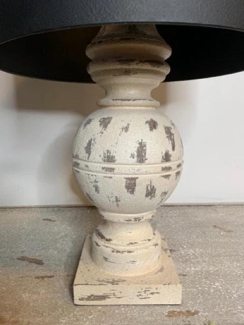 *NEW* White Distressed Table Lamp with Black Shade - Thumbnail 2
