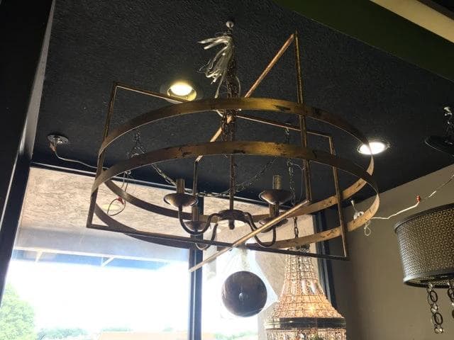 *NEW* Round 4 Light Gold Distressed Chandelier - Image 1