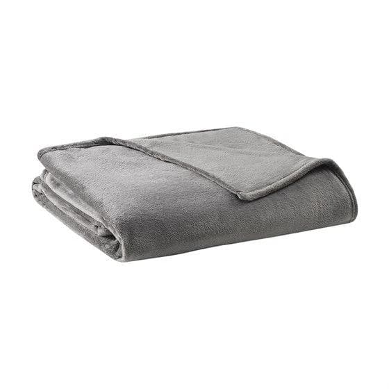 *NEW* Charcoal Full/Queen Antimicrobial Plush Blanket - Image 1