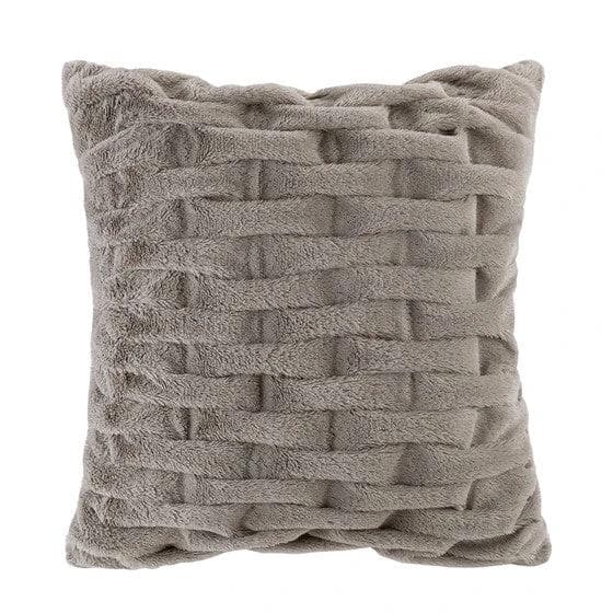 *NEW* Grey Ruched Fur Square Pillow - Image 1