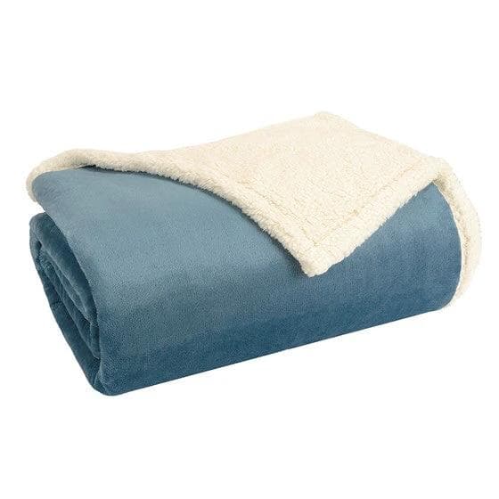 *NEW* Blue Full/Queen Microlight to Berber Blanket - Image 1