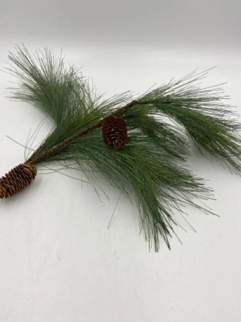 Green Pine Sprig with Pinecones - Image 1