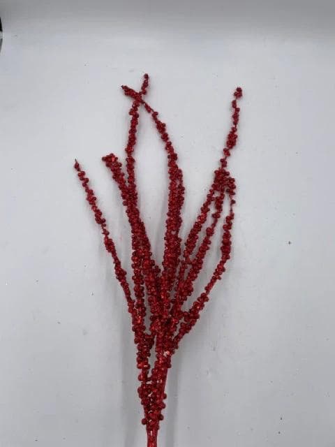 Red Small Balls on Twigs with Glitter - Image 1