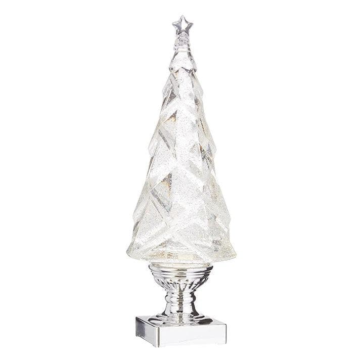 *NEW* 14" Geometric Lighted Tree with Silver Swirling Glitter - Image 1