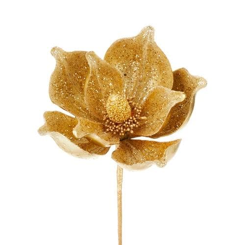 *NEW* 23" Gold Glittered Metallic Magnolia Stem - Image 1