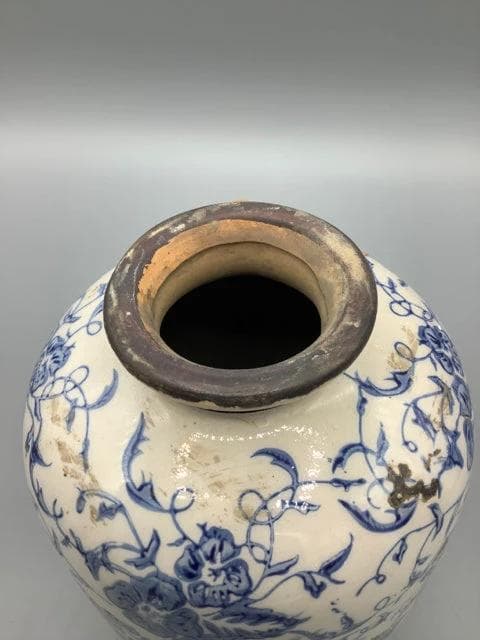 *NEW* Short Terracotta Vase with Blue & White Pattern - Thumbnail 2