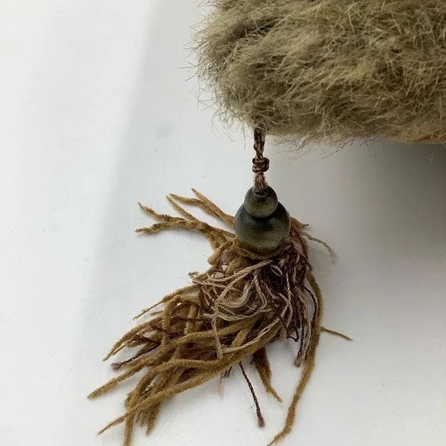 Fur Accent Pillow with Tassels - Thumbnail 3