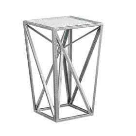 *NEW* Zee Angular Mirror Accent Table in Silver - Thumbnail 2
