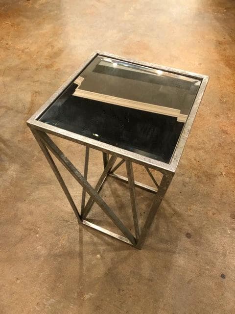 *NEW* Zee Angular Mirror Accent Table in Silver - Thumbnail 3