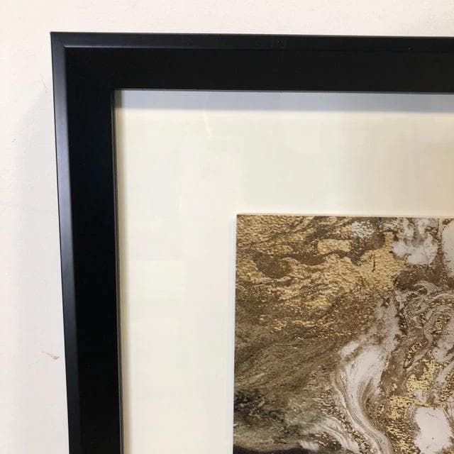 White and Gold Swirl Print in Black Frame - Thumbnail 2